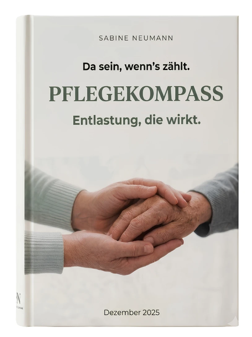 E-Books PFLEGEKOMPASS mit dem Titel „Da sein, wenn's zählt. Entlastung, die wirkt.“ für pflegende Angehörige, Betroffene und Familien.